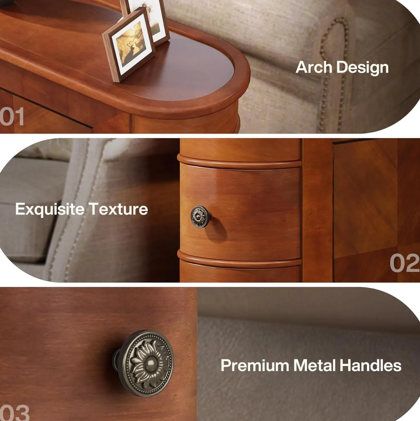 End Table with 2 Drawers, Sofa Side Table with Storage, No Assembly Required