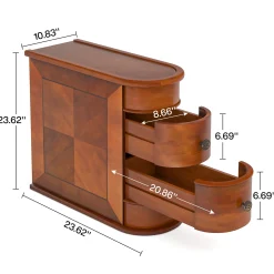 End Table with 2 Drawers, Sofa Side Table with Storage, No Assembly Required