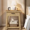 End Table with Drawer, 2 -Tier Wooden Side Table with Shelf Storage