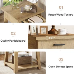 End Table with Drawer, 2 -Tier Wooden Side Table with Shelf Storage