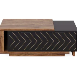 Extendable Coffee Table, Center Table Cocktail Table with 2 Storage Drawers
