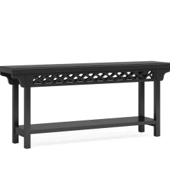 Farmhouse Console Table, 70.8" Narrow Wood Sofa Table with Storage