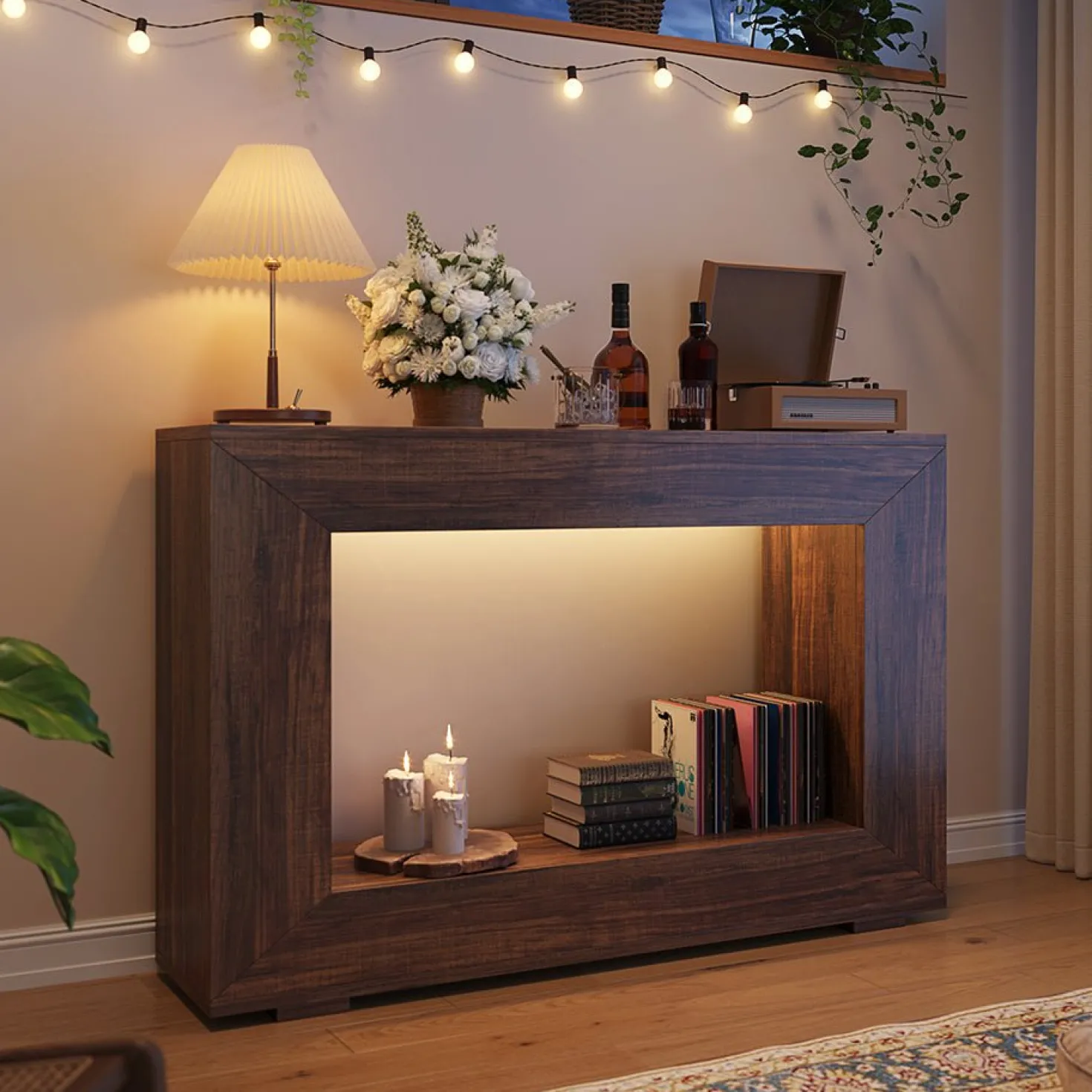 Farmhouse Console Table, 47" Rustic Wood Entryway Sofa Table with Storage