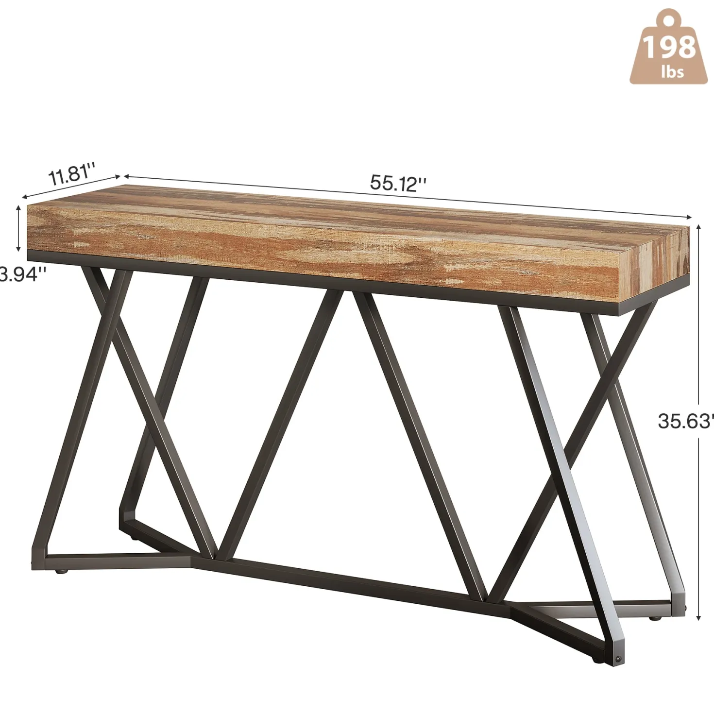 Farmhouse Console Table, 55" Sofa Table Wood Entryway Table
