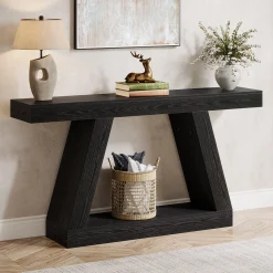 Farmhouse Console Table, 55" Sofa Table with Storage