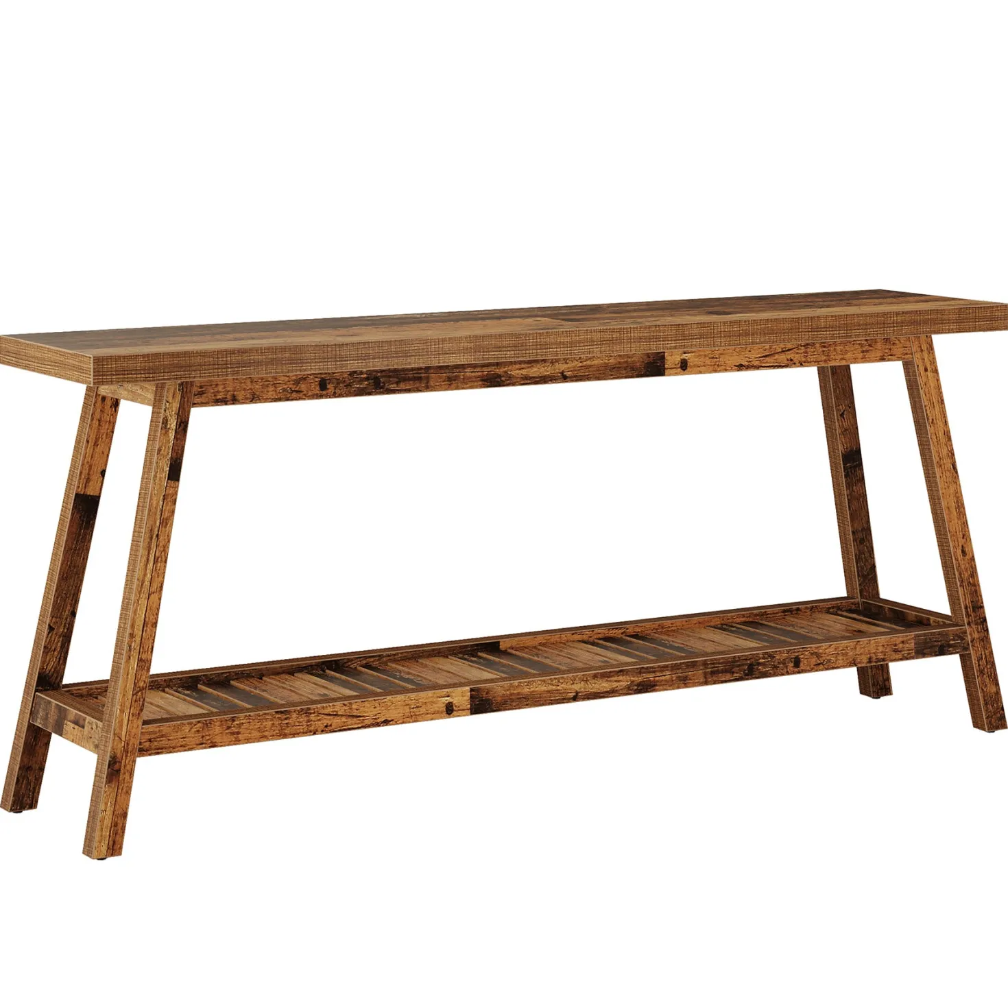 Farmhouse Console Table, 70.9" Entryway Table 2-Tier Sofa Table