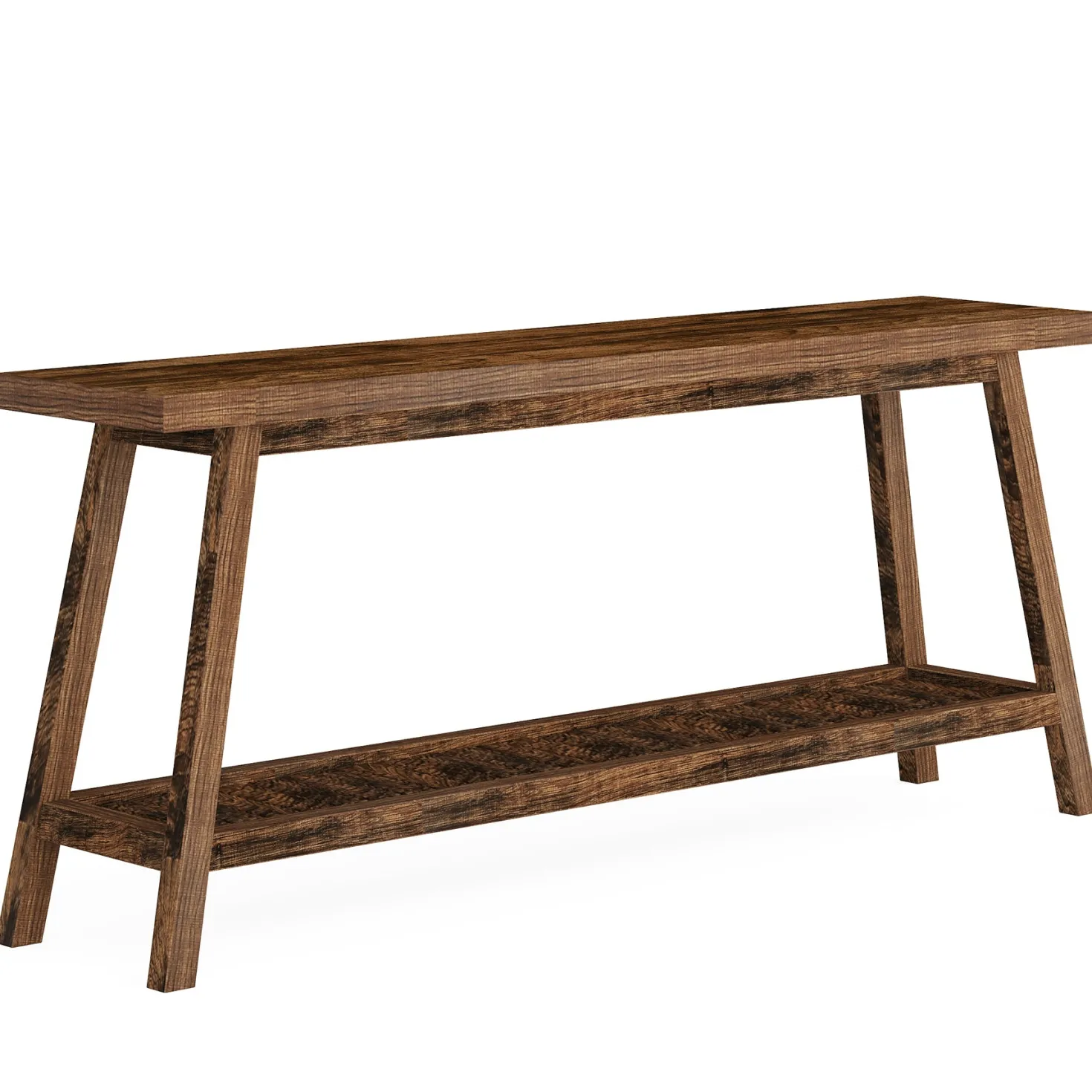 Farmhouse Console Table, 70.9" Entryway Table 2-Tier Sofa Table