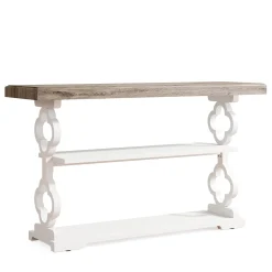 Farmhouse Console Table, 55" Entryway Sofa Table with Storage Shelves