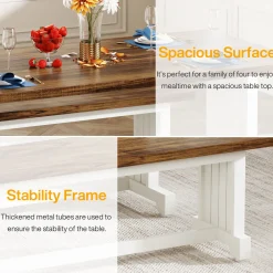 Farmhouse Dining Table Set, 47