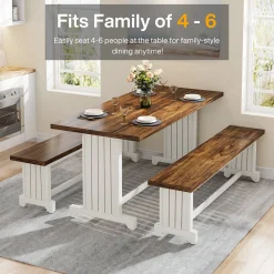 Farmhouse Dining Table Set, 47