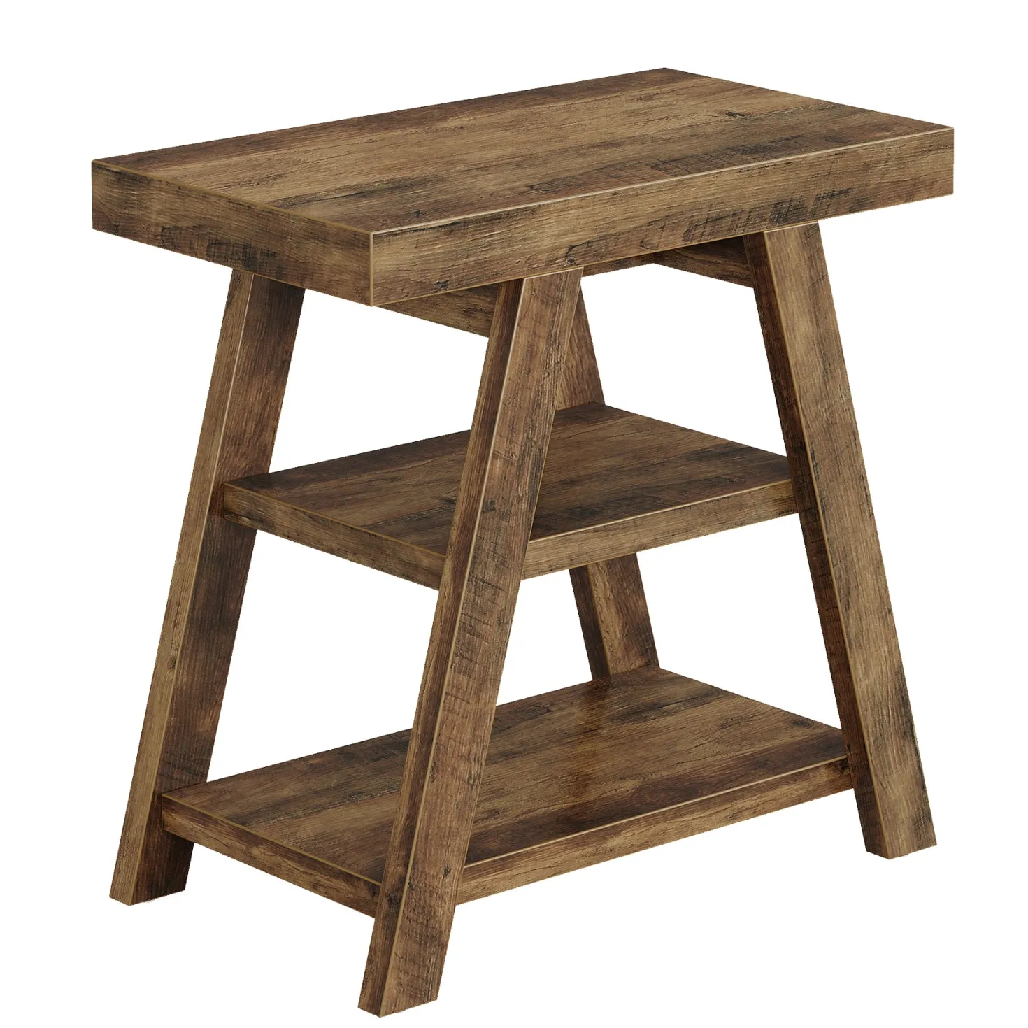 Farmhouse End Table, 3-Tier Sofa Side Table with Storage Shelf for Living Room