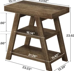 Farmhouse End Table, 3-Tier Sofa Side Table with Storage Shelf for Living Room