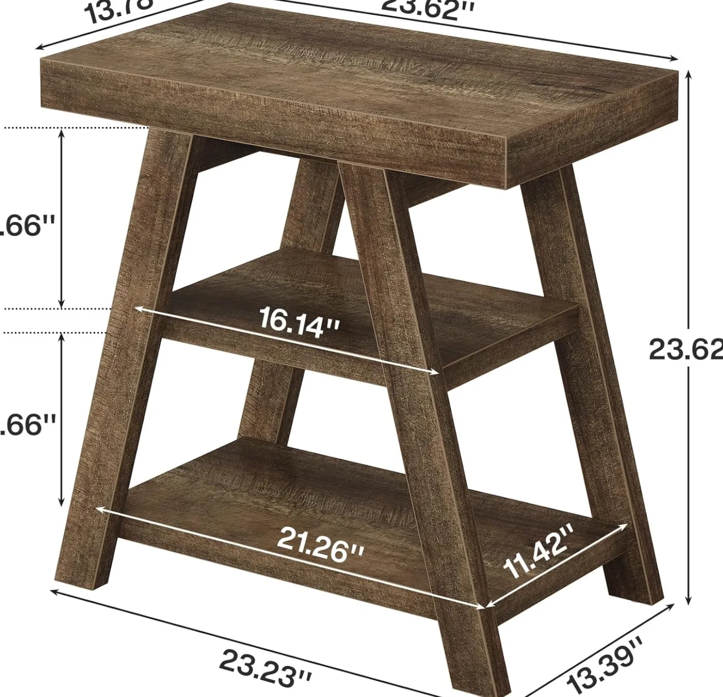 Farmhouse End Table, 3-Tier Sofa Side Table with Storage Shelf for Living Room