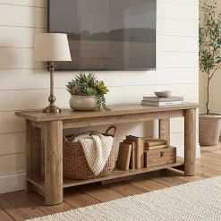 Farmhouse TV Stand for up to 65" TVs, Rustic Entertainment Center with 2-Tier Open Storage