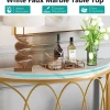 Faux Marble Console Table, 43" Half Moon Sofa Entryway Table