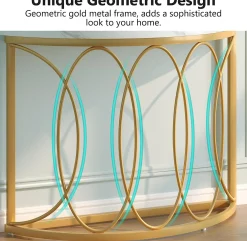 Faux Marble Console Table, 43" Half Moon Sofa Entryway Table