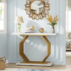 Faux Marble Console Table, 40