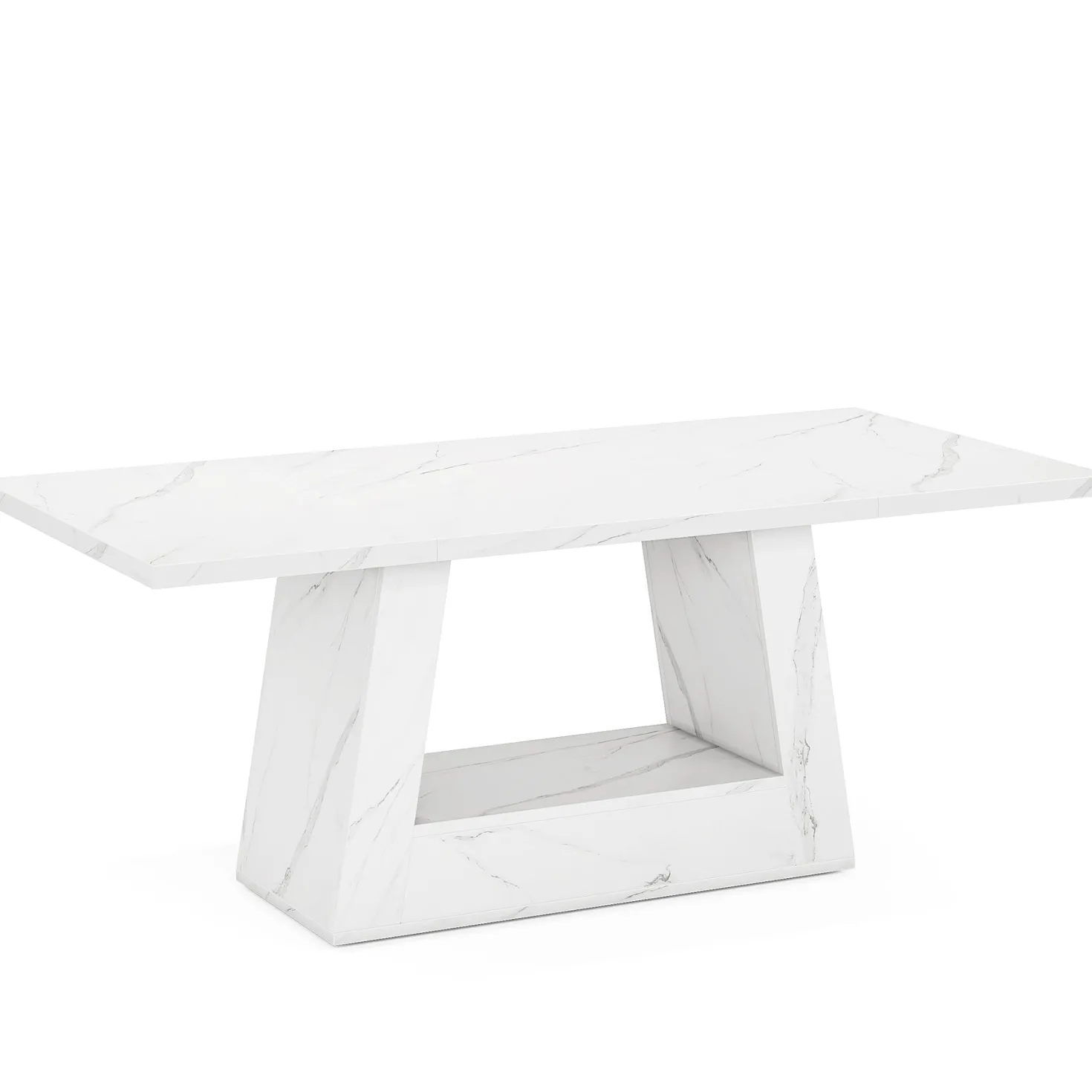 Faux Marble Dining Table, 63" Kitchen Table for 4 to 6 People