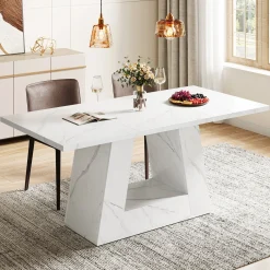 Faux Marble Dining Table, 63