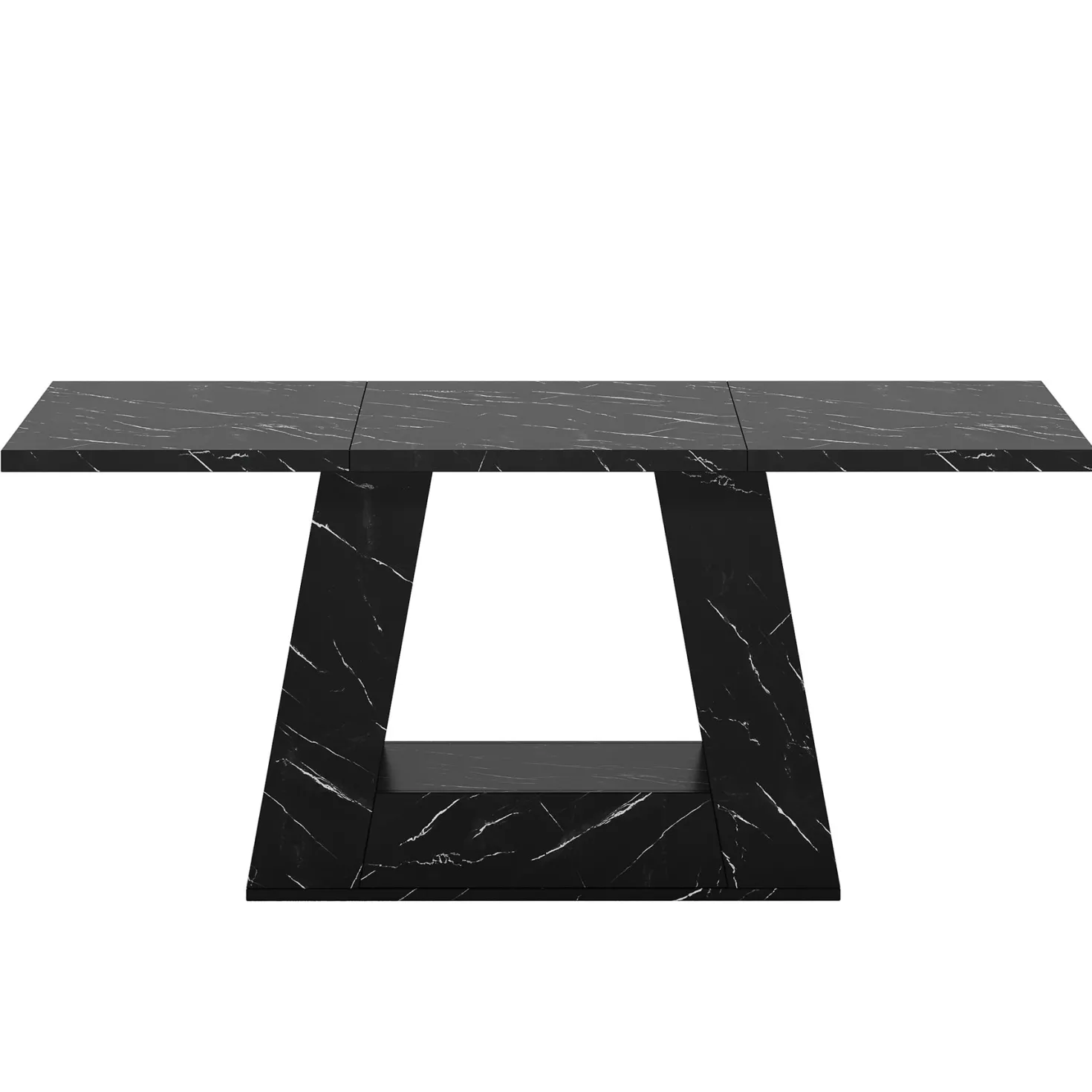 Faux Marble Dining Table, 63" Kitchen Table for 4 to 6 People