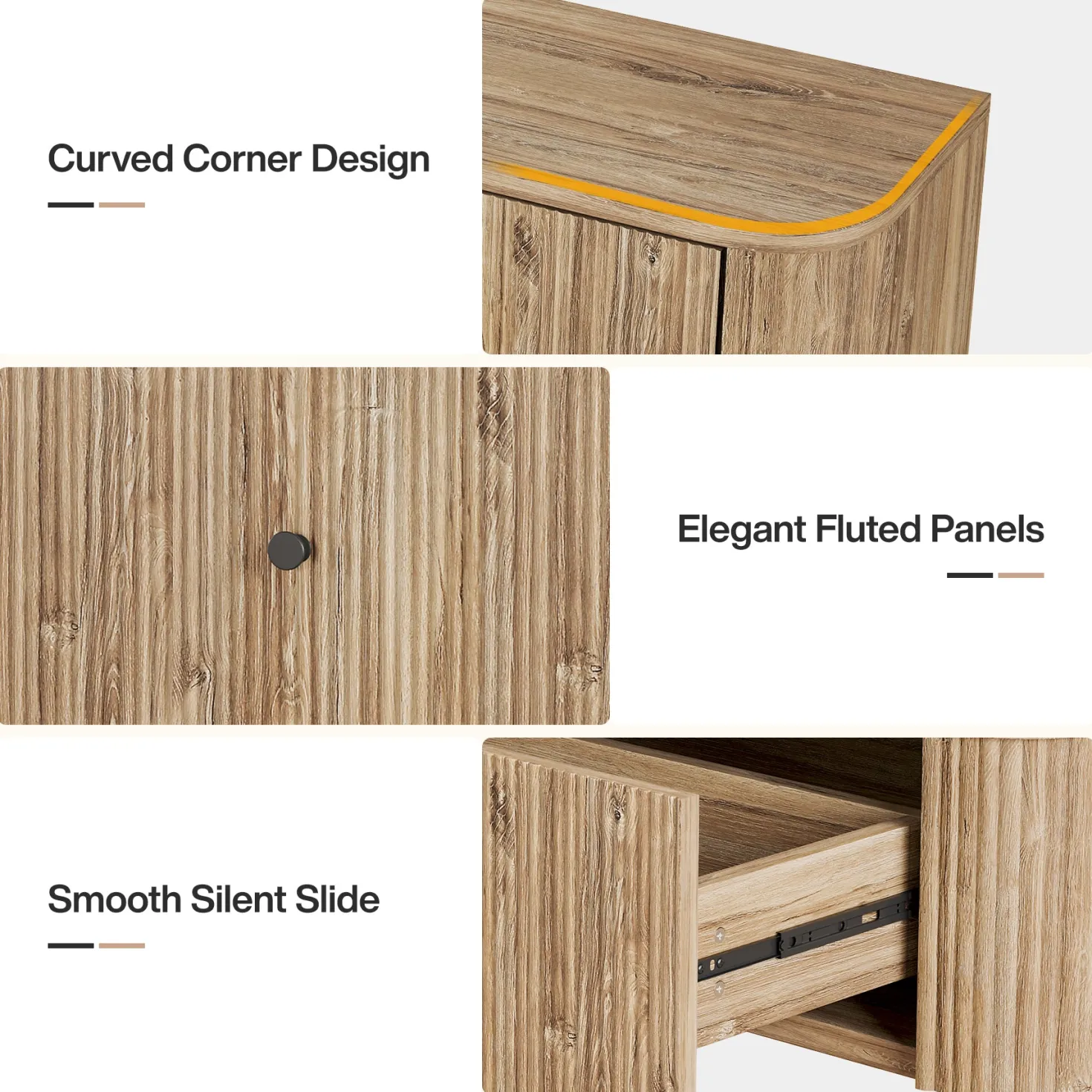 Floating TV Stand, 55" Wall Mounted Media Console with 2 Fluted Drawers