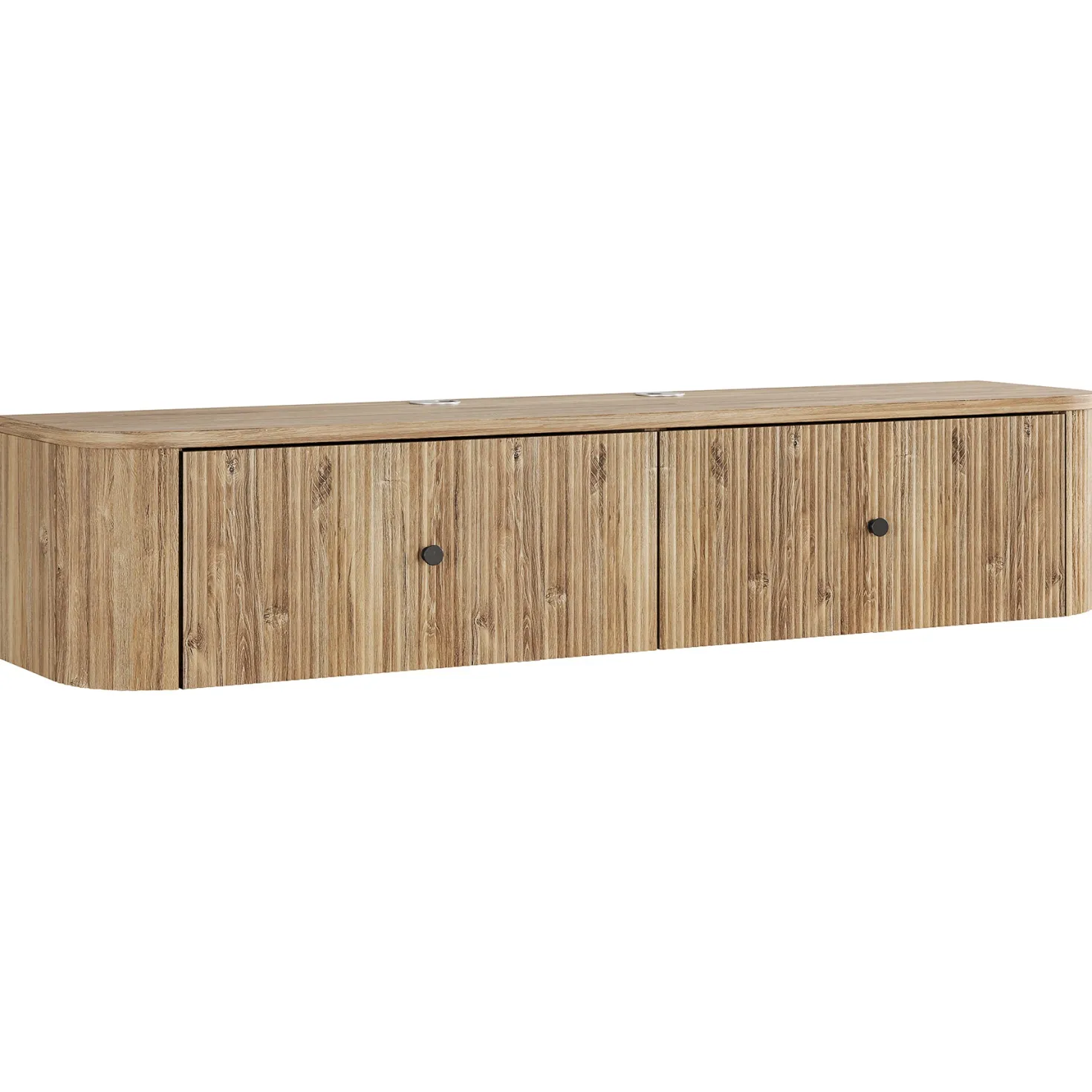 Floating TV Stand, 55" Wall Mounted Media Console with 2 Fluted Drawers