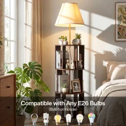 Floor Lamp with 3-Tier Open Bookshelf, 62.2