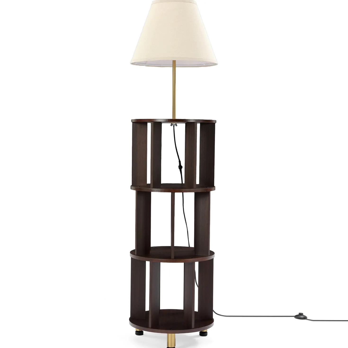 Floor Lamp with 3-Tier Open Bookshelf, 62.2" Tall Standing Lamp for Home Office
