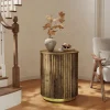 Fluted Round End Table, Small Side Table Nightstand for Living Room, Bedroom