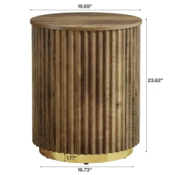 Fluted Round End Table, Small Side Table Nightstand for Living Room, Bedroom