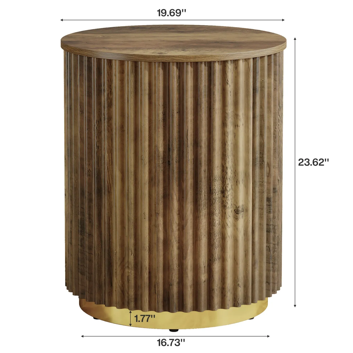 Fluted Round End Table, Small Side Table Nightstand for Living Room, Bedroom
