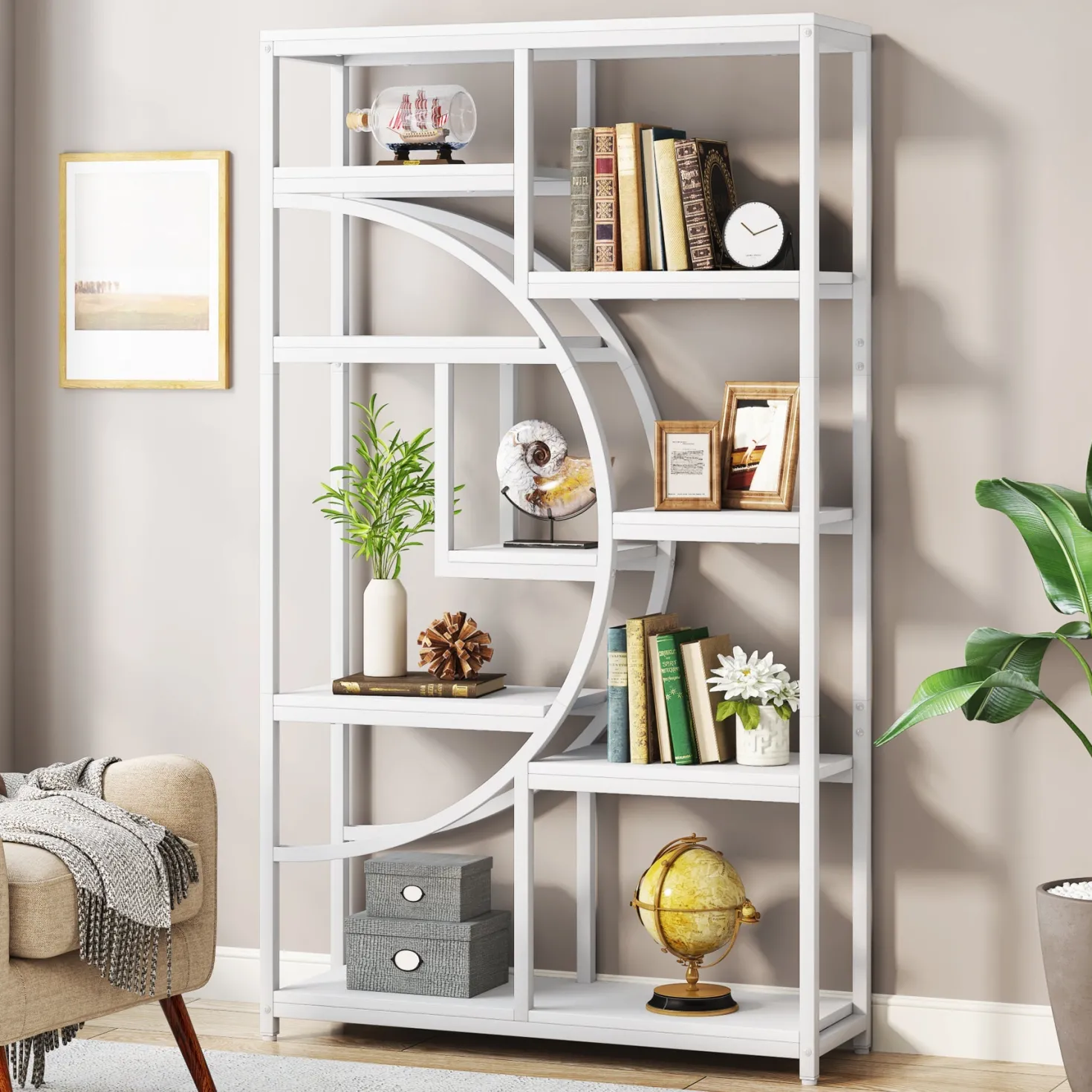 Freestanding Bookshelf, 68.9" Etagere Bookcase with 9 Open Shelves