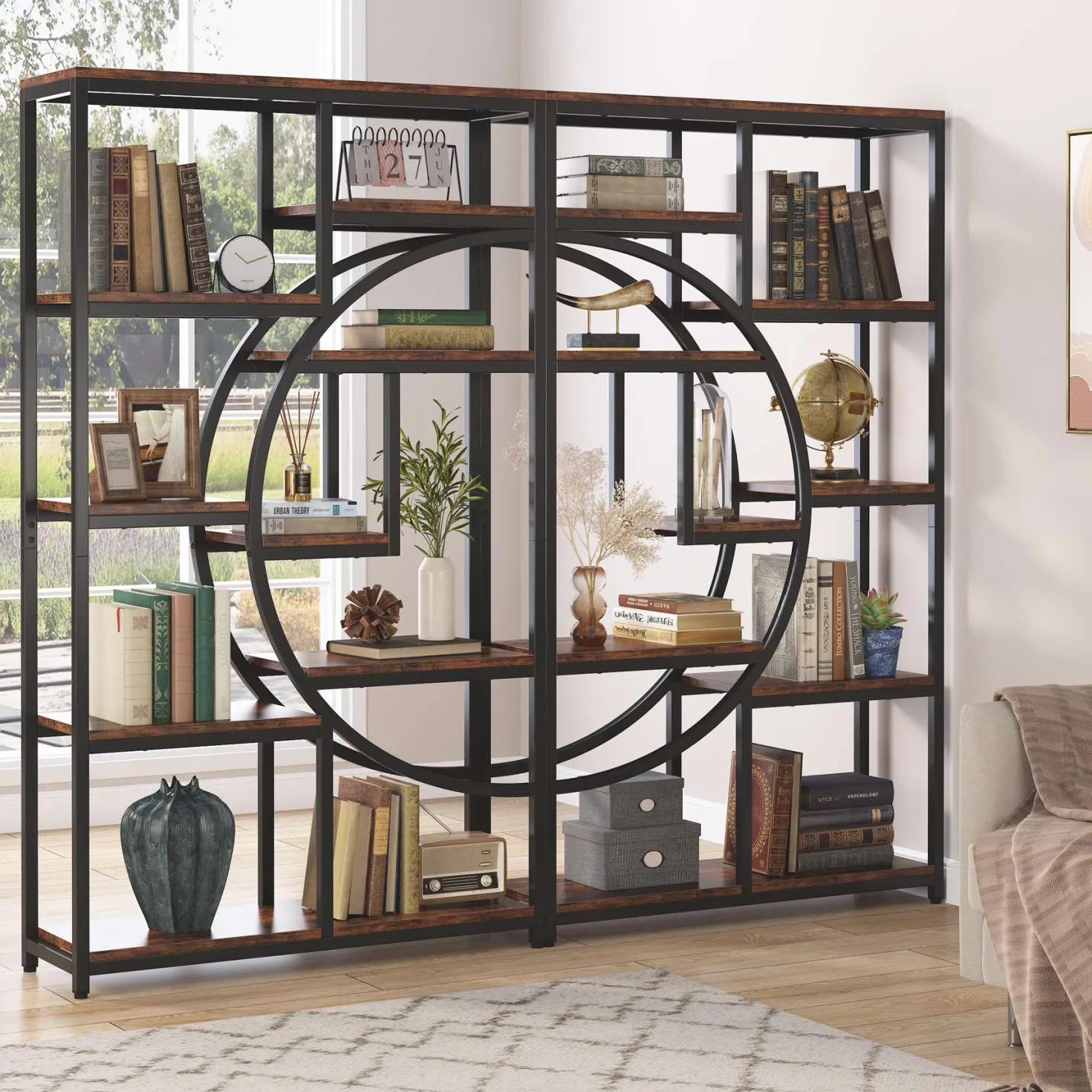 Freestanding Bookshelf, 68.9" Etagere Bookcase with 9 Open Shelves
