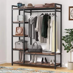 Freestanding Closet Organizer, Garment Rack with 6 Shelves