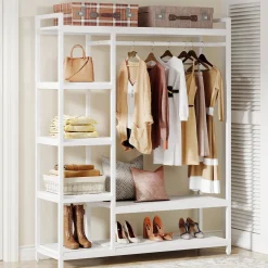 Freestanding Closet Organizer, Garment Rack with 6 Shelves
