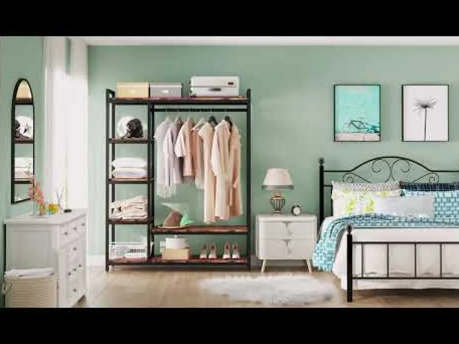 Freestanding Closet Organizer, Garment Rack with 6 Shelves