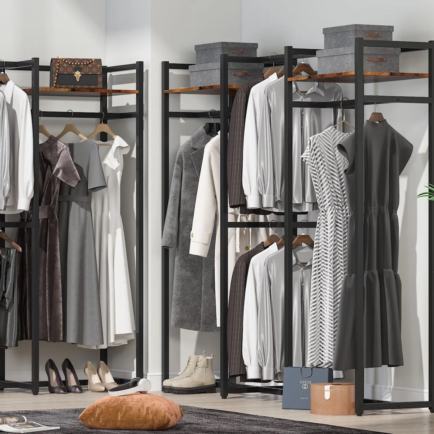 Freestanding Closet Organizer, Large Garment Clothes Rack