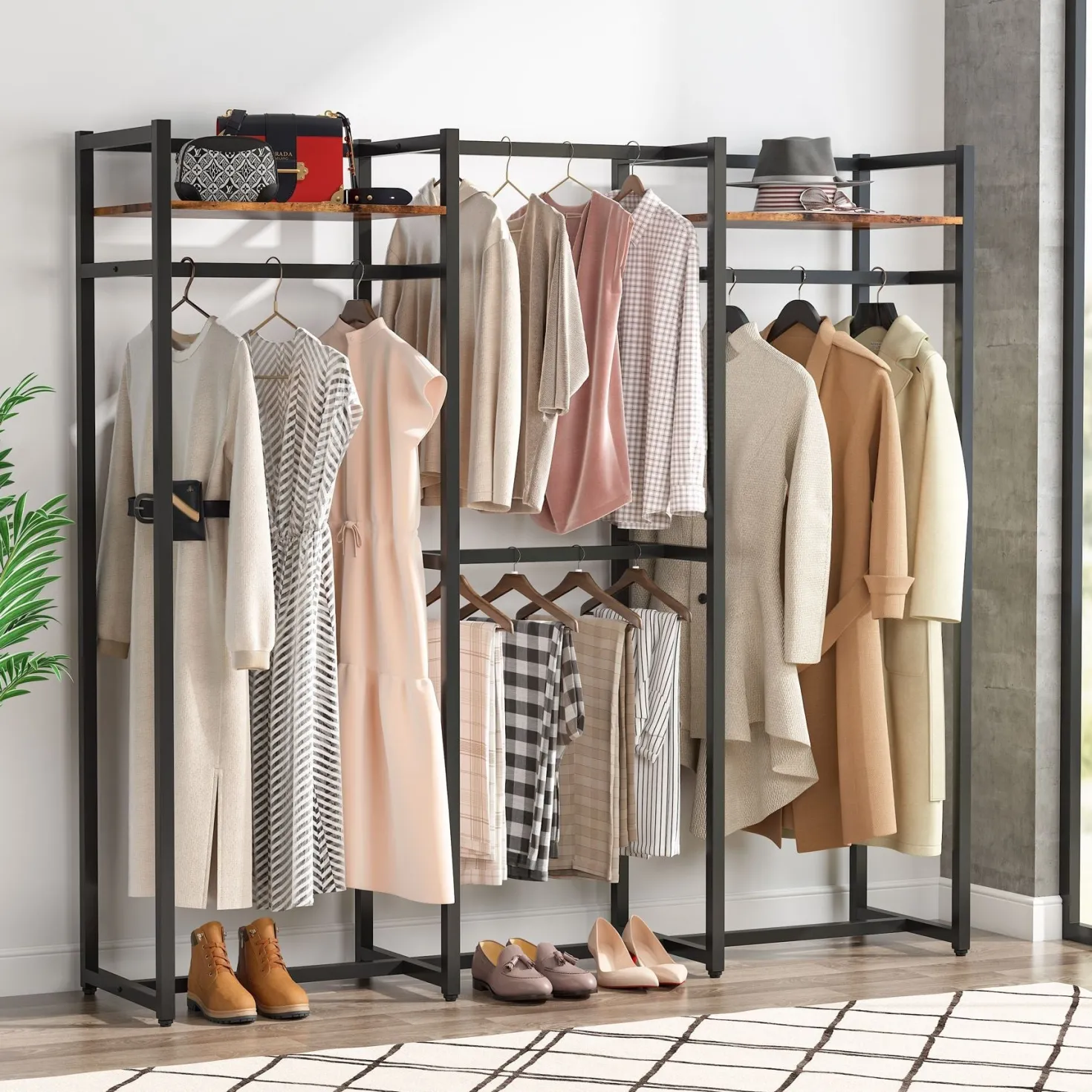Freestanding Closet Organizer, Large Garment Clothes Rack