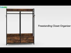 Freestanding Closet Organizer, Garment Rack with Drawers & Shelves