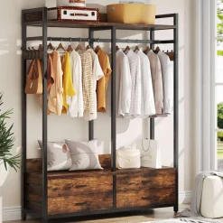 Freestanding Closet Organizer, Garment Rack with Drawers & Shelves