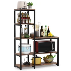Freestanding Kitchen Baker's Rack, 5-Tier Microwave Oven Stand Shelf