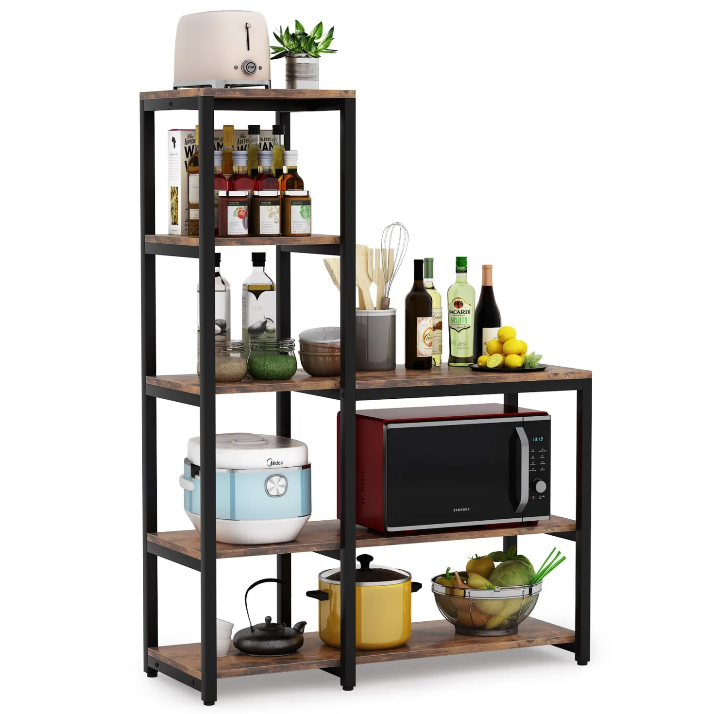 Freestanding Kitchen Baker's Rack, 5-Tier Microwave Oven Stand Shelf