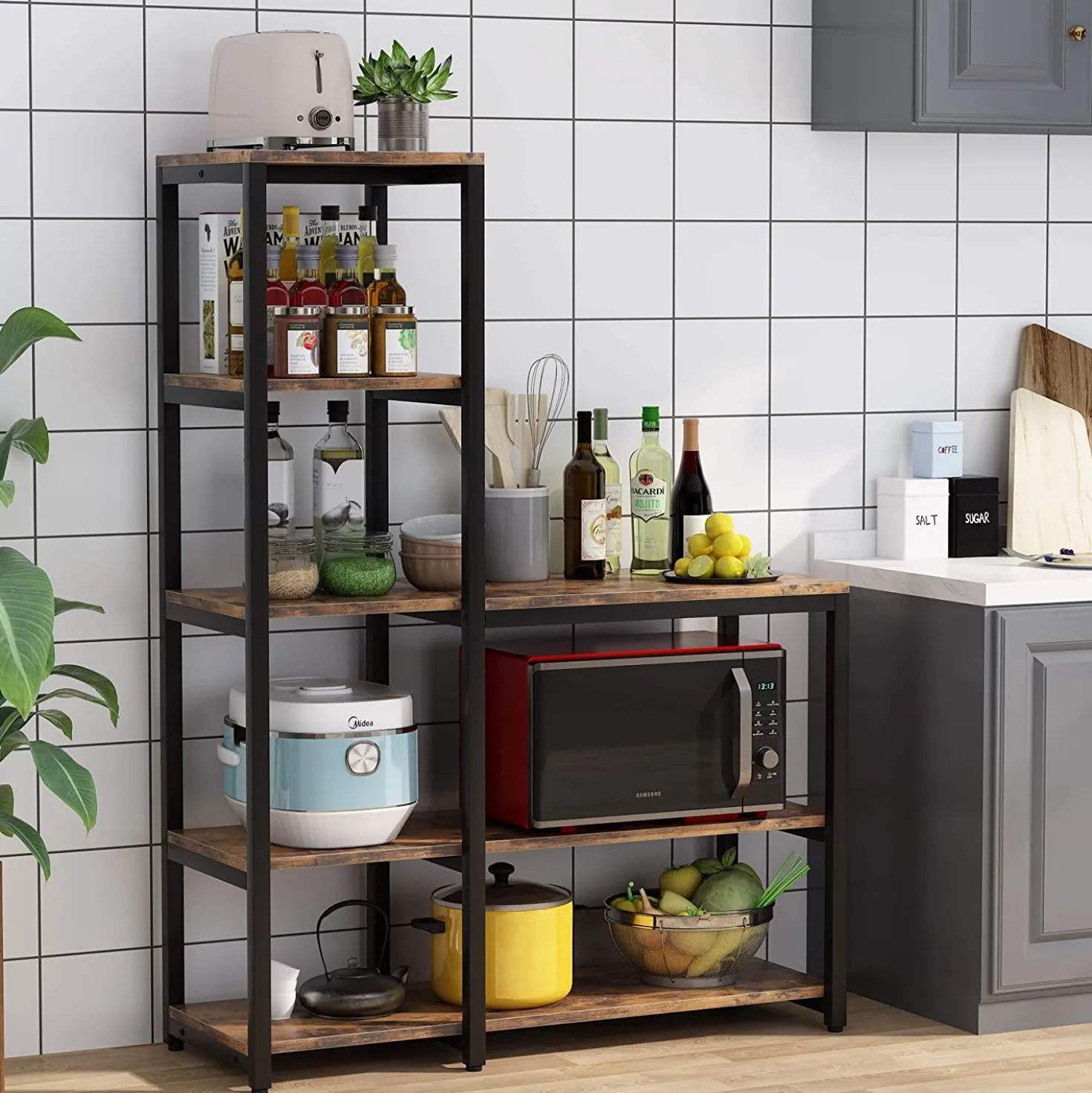 Freestanding Kitchen Baker's Rack, 5-Tier Microwave Oven Stand Shelf