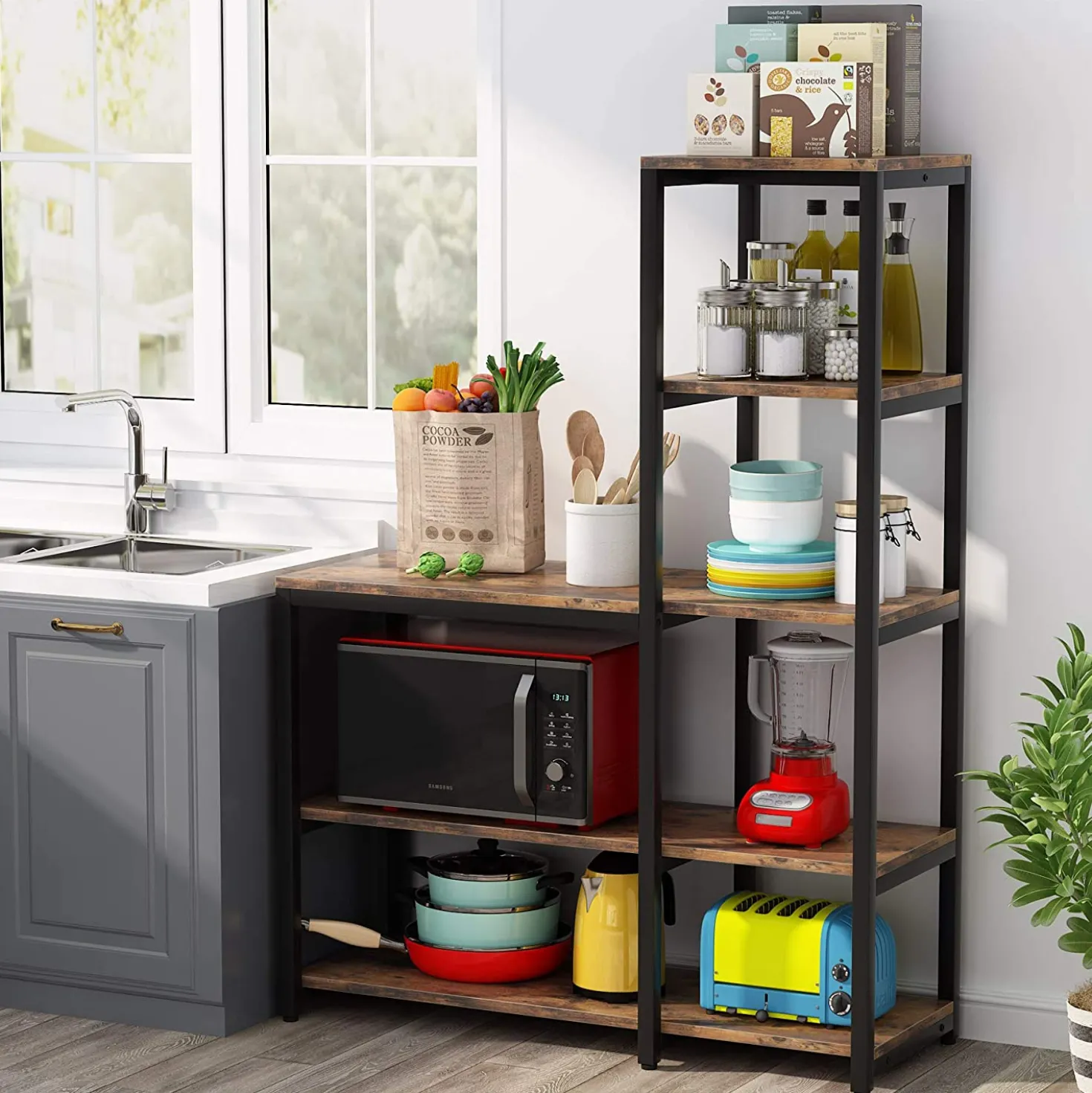 Freestanding Kitchen Baker's Rack, 5-Tier Microwave Oven Stand Shelf