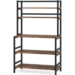 Freestanding Kitchen Baker's Rack, 5-Tier Microwave Oven Stand with Hutch