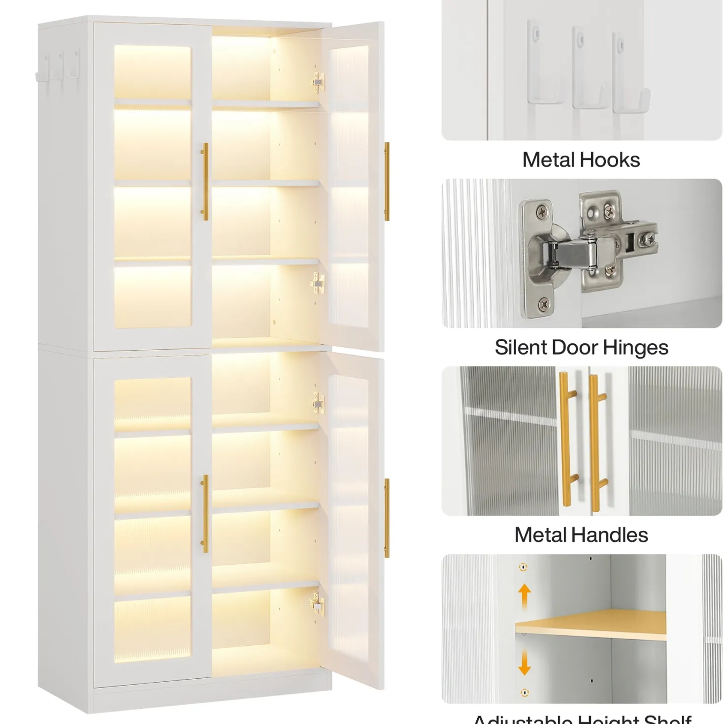 Freestanding Shoe Cabinet with Acrylic Doors and LED Lights