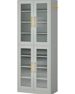Freestanding Shoe Cabinet with Acrylic Doors and LED Lights