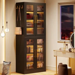 Freestanding Shoe Cabinet with Acrylic Doors and LED Lights