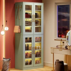 Freestanding Shoe Cabinet with Acrylic Doors and LED Lights