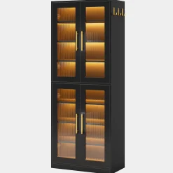 Freestanding Shoe Cabinet with Acrylic Doors and LED Lights